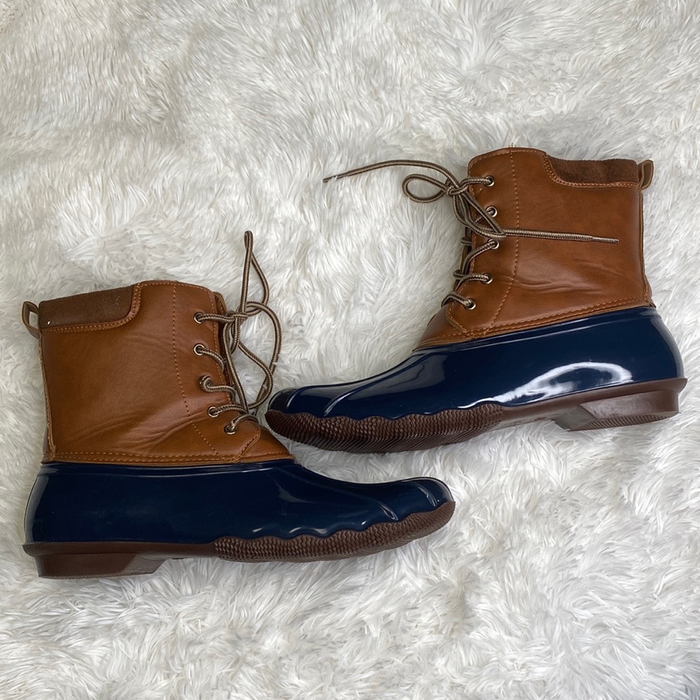 Duck Boots | Jessica Carlyle | size 10 | Brown & Blue